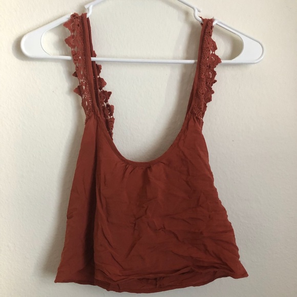 Forever 21 Rust Crochet Cross Crop Top medium - Picture 3 of 6